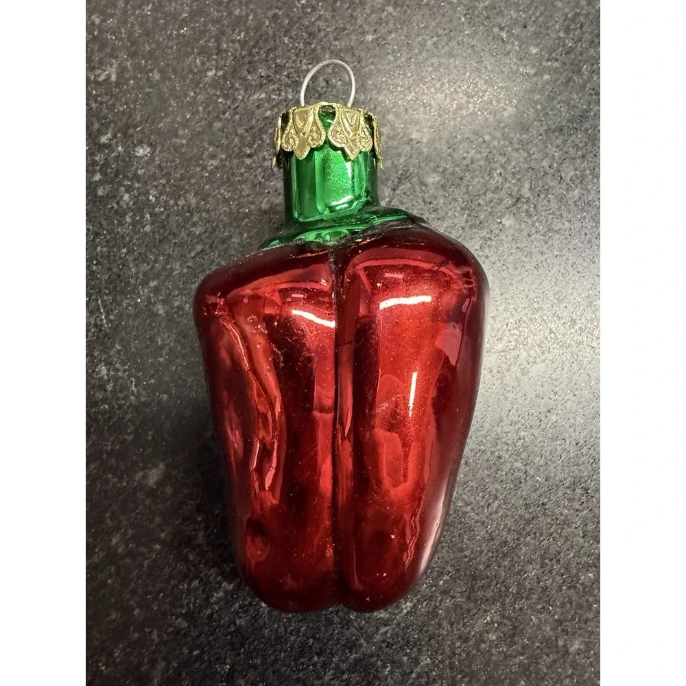 Vintage Blown Glass Vegetable Christmas Ornaments Set of 3 Carrot Pepper Corn 4